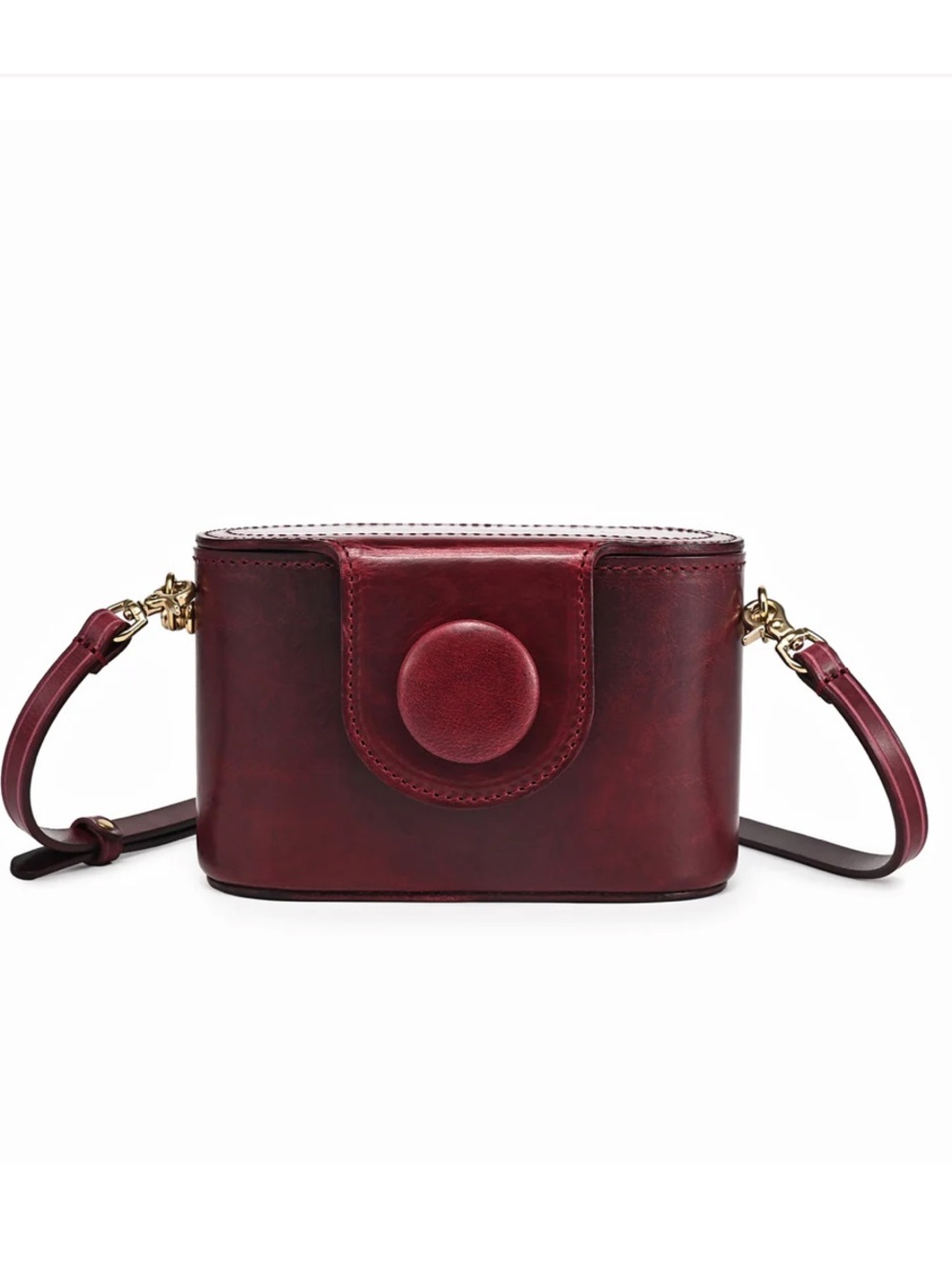 Structured Vintage Crossbody Bag in Wine Red